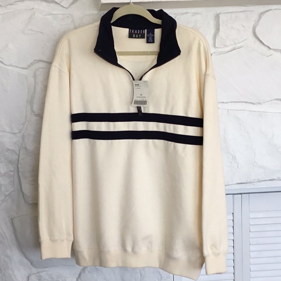 Trader Bay Other - NWT Trader Bay Cream & Navy Collar Medium Sweater